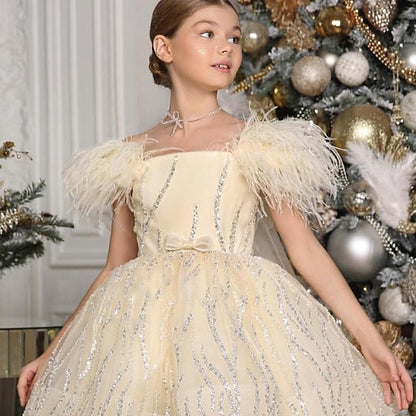 Girls' Solid Performance Party Sleeveless Color Dress Kids