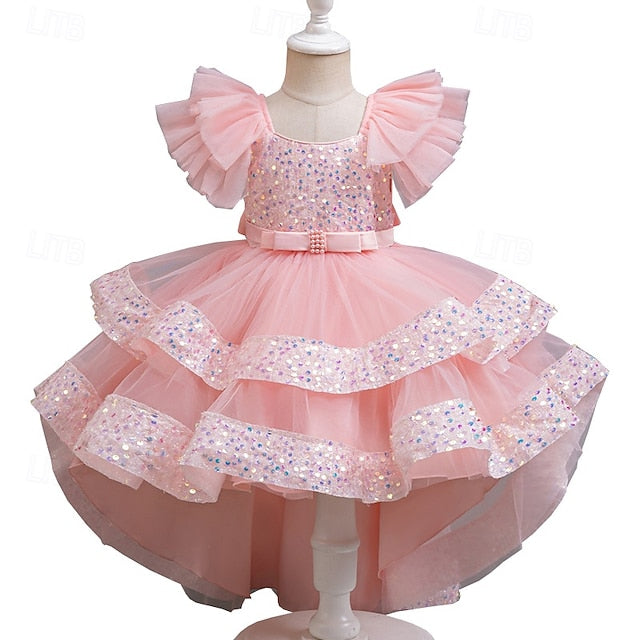 Party Sequin Girls' Sleeveless Dress Special Kids Wedding