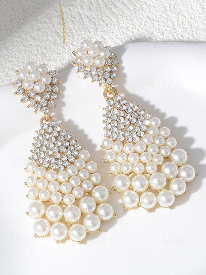 and Earrings Drop Elegant Pearl – Vintage Rhinestone Faux
