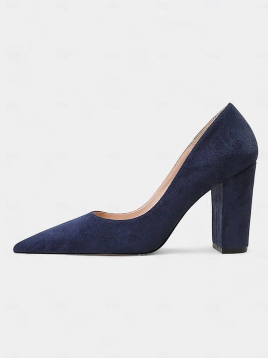Classic Women's Pointed High Heels Heel Toe | Block Suede