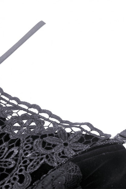No-Sleeve Floral Velvet Gothic Corset Top