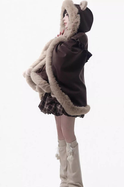 Fluffy Bear Sleeveless Ruffle Bow Sweet Lolita Strap Dress