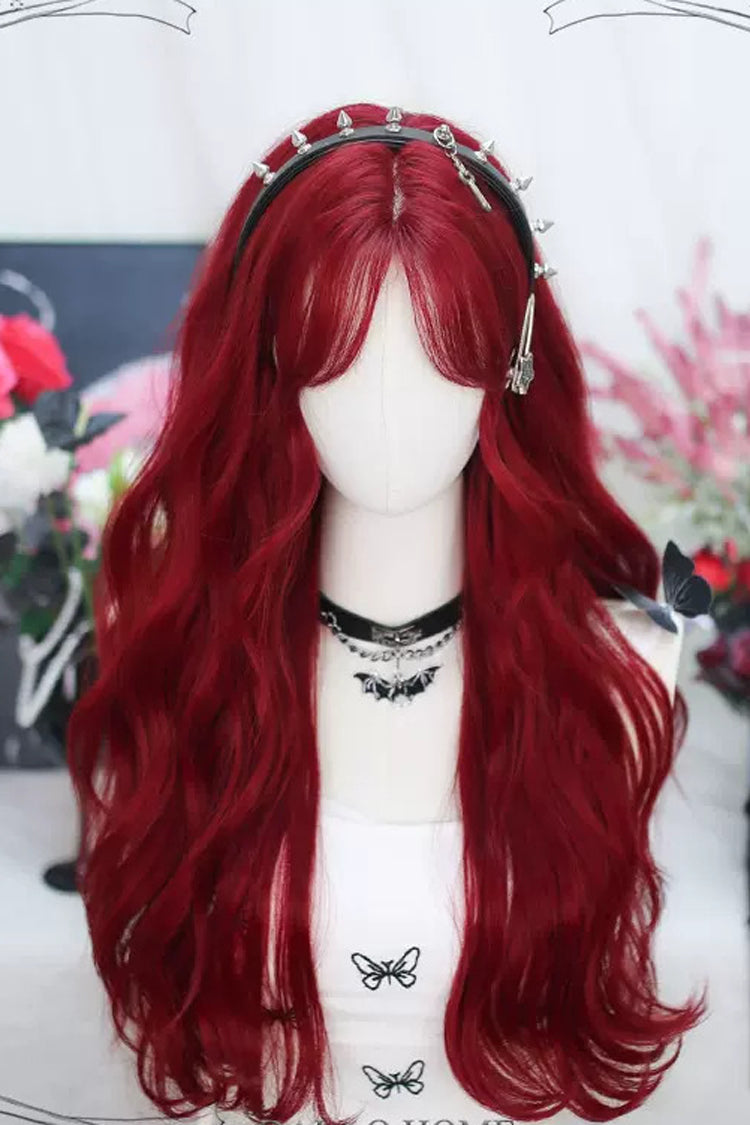 Crimson Curly Lolita Wig with Long Secondary Layers