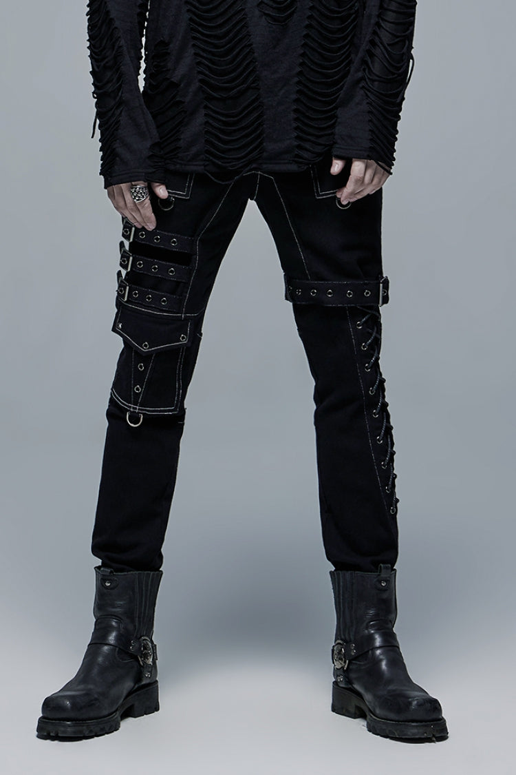 Detachable Steampunk Pants with Multi Pockets and Buckles