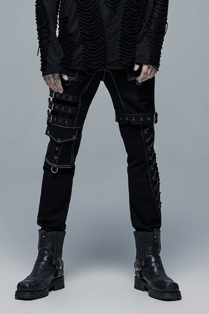 Detachable Steampunk Pants with Multi Pockets and Buckles
