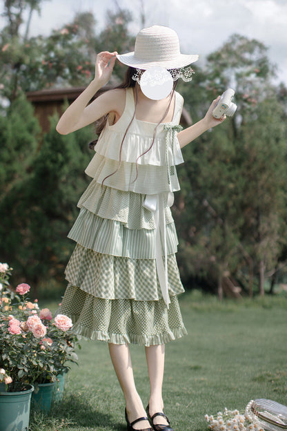 Emerald Forest Multi-Layered Ruffle Holiday Sweet JSK Dress