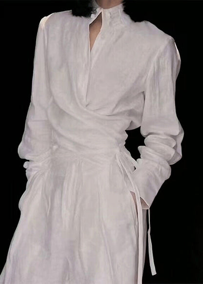 Two Lace Original Set Suit Linen Collar Up White Piece Stand