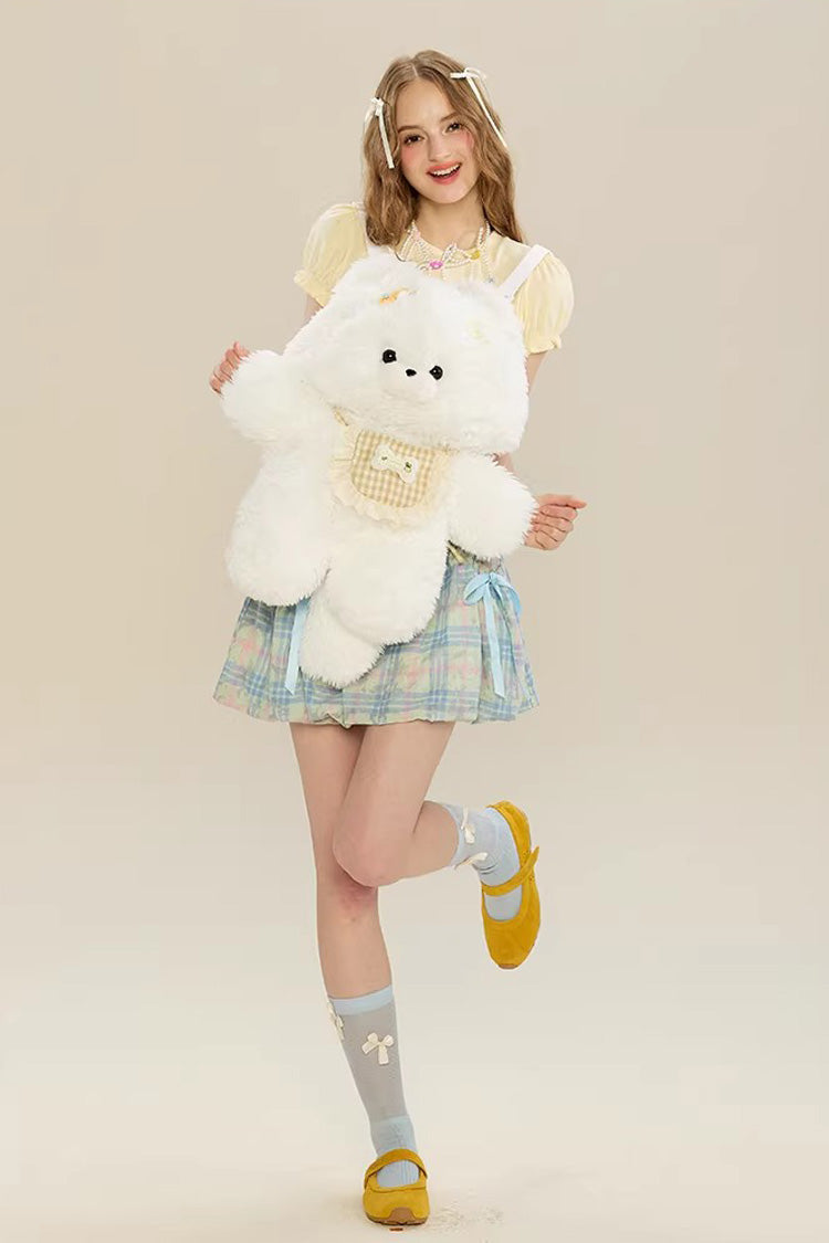 Ivory Cute Samoyed Plush Dog Backpack for Lolita Style