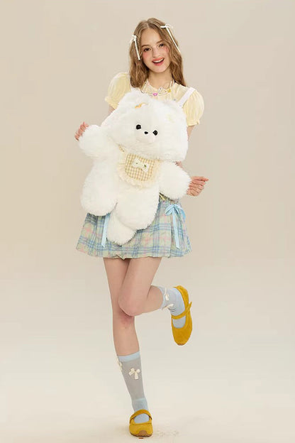 Ivory Cute Samoyed Plush Dog Backpack for Lolita Style