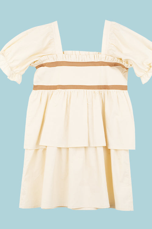 Vintage Sweet Lolita Gown with Bear Print, Square Neck & Ruffled Sleeves
