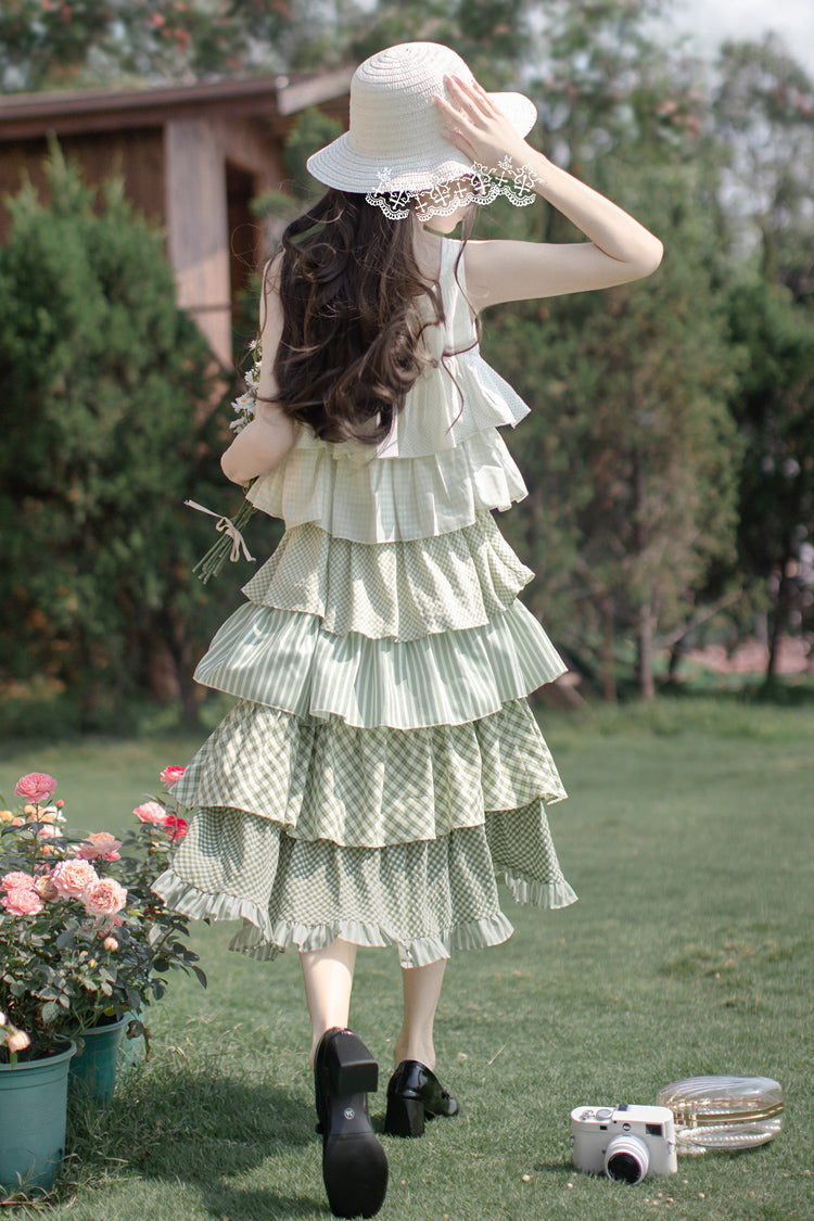 Emerald Forest Multi-Layered Ruffle Holiday Sweet JSK Dress
