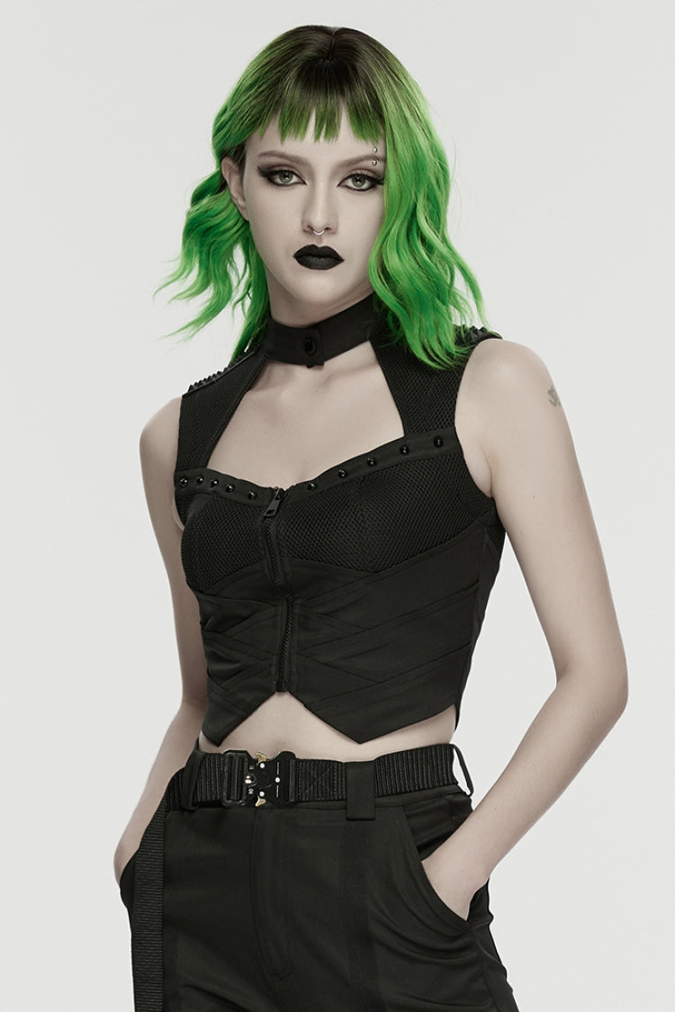 No-Sleeve Studded Mechanical Punk Tank