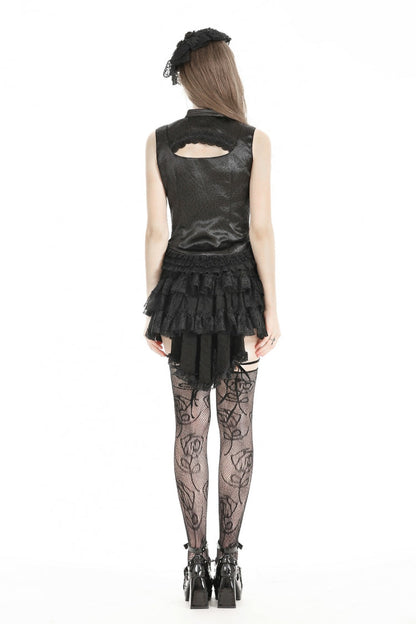No-Sleeve Lace Trim Side Corset Top