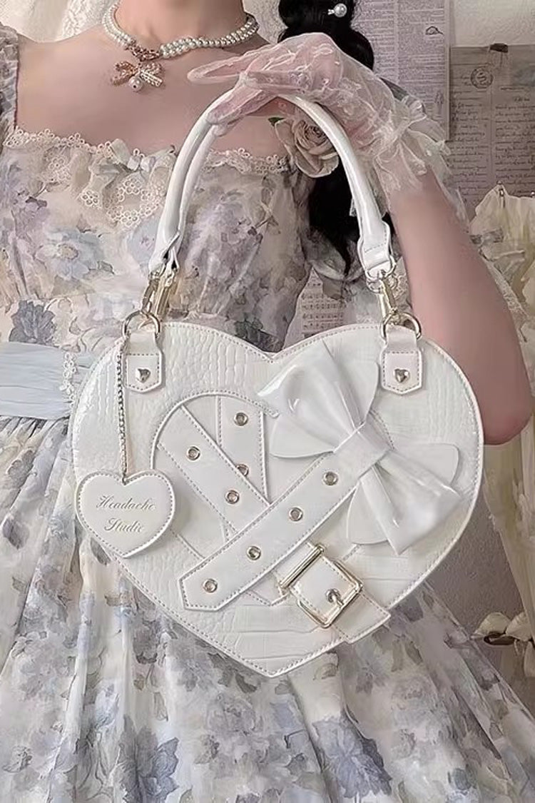 Heart-Shaped Bowknot Buckle Gothic Lolita Handbag for Tea Time in Two Colors - MysticMeadow