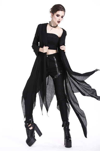 Ebony Long-Sleeve Grunge Vintage Hooded Gothic Coat