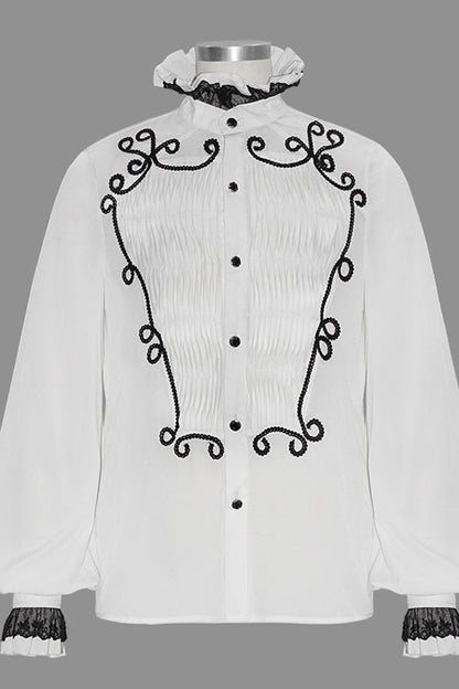 Ivory Chiffon Hand-Embroidered Gothic Blouse for Men