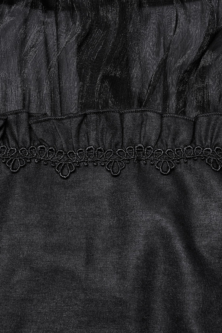 Sheer Mesh Gothic Blouse - Women's Ruffled Long-Sleeve