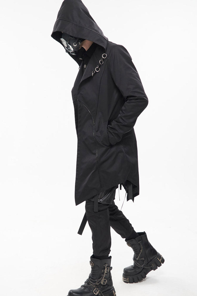 Windproof Hooded Casual Coat with Back Strap Detailing