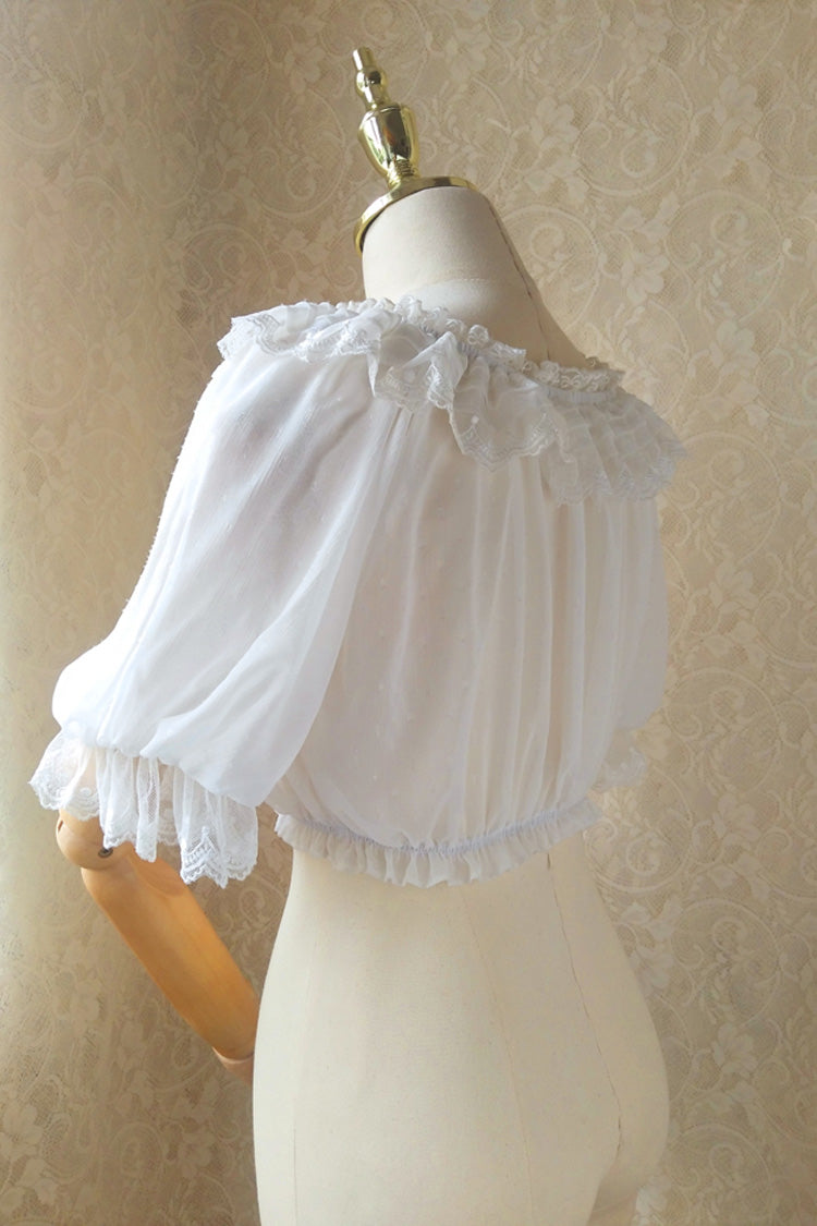 Ivory Boatneck Lace Short-Sleeve Princess Lolita Blouse