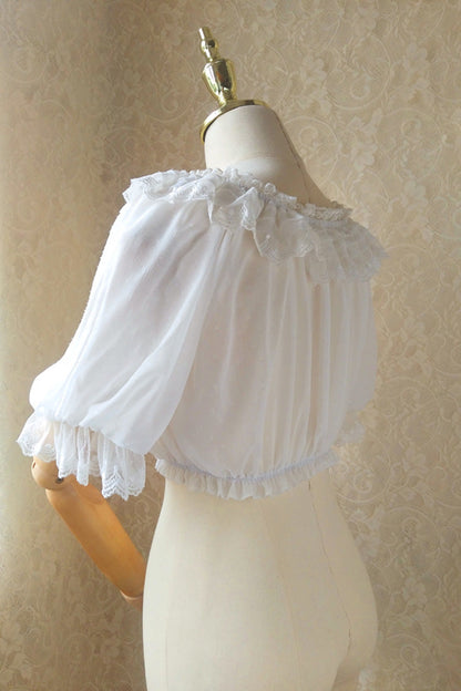 Ivory Boatneck Lace Short-Sleeve Princess Lolita Blouse