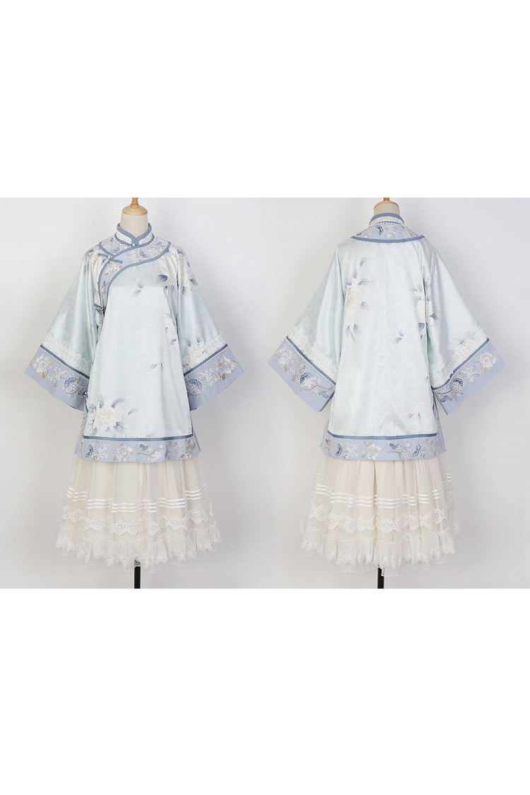 Flower Room Stand Collar Long Sleeve Printed Hanfu Set