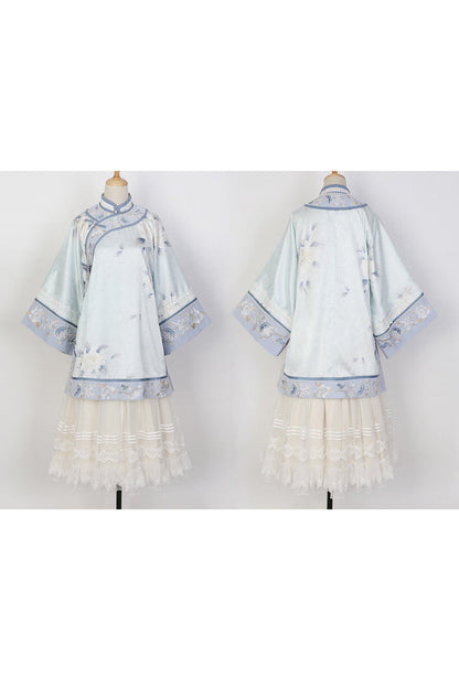 Flower Room Stand Collar Long Sleeve Printed Hanfu Set