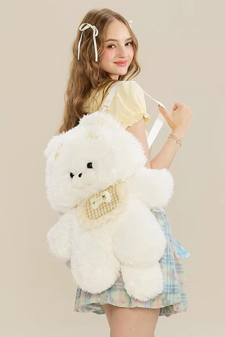 Ivory Cute Samoyed Plush Dog Backpack for Lolita Style