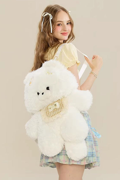 Ivory Cute Samoyed Plush Dog Backpack for Lolita Style