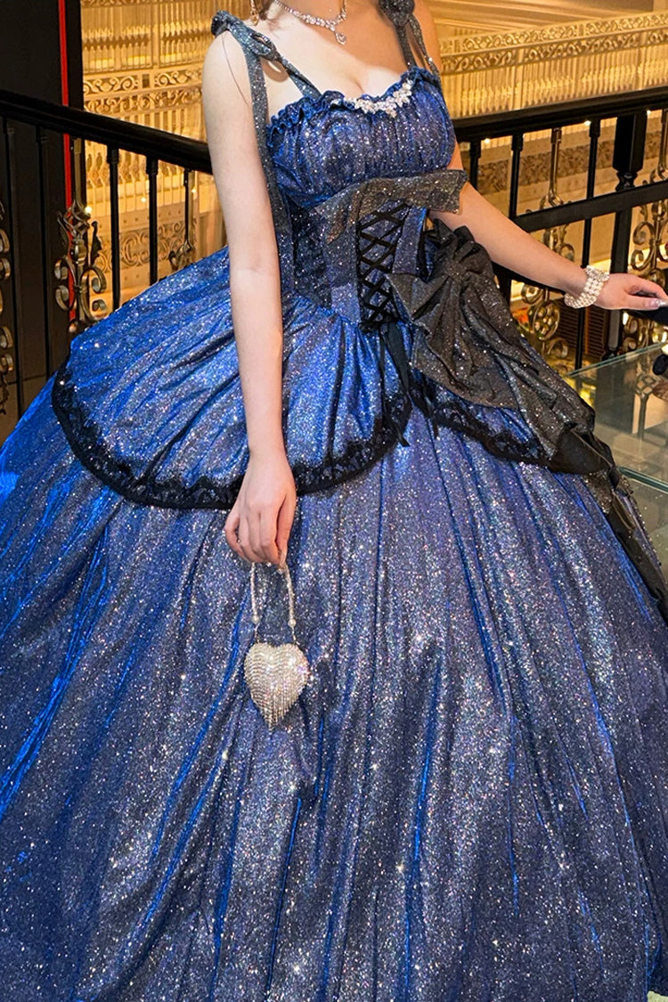 Galaxy of Fallen Tears Glitter Ruffle Asymmetric Sweet JSK