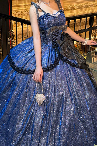 Galaxy of Fallen Tears Glitter Ruffle Asymmetric Sweet JSK