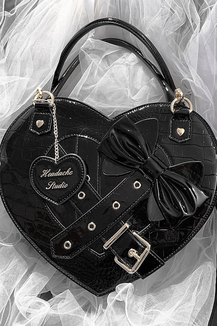 Heart-Shaped Bowknot Buckle Gothic Lolita Handbag for Tea Time in Two Colors - MysticMeadow