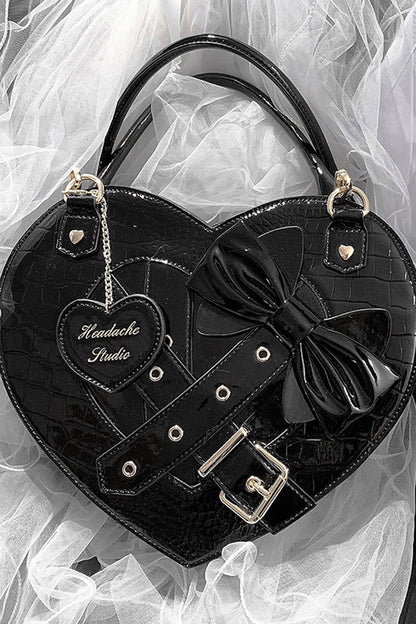 Heart-Shaped Bowknot Buckle Gothic Lolita Handbag for Tea Time in Two Colors - MysticMeadow
