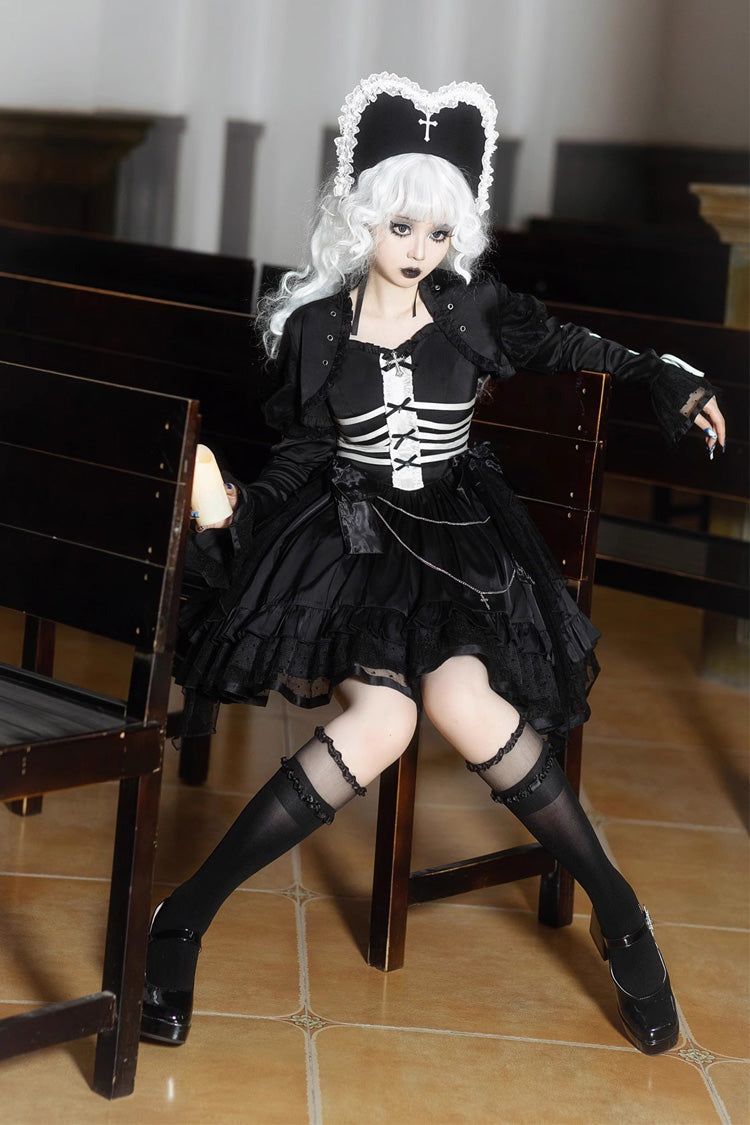 Prisoner-Inspired Ruffle Bow Gothic Princess JSK Dress