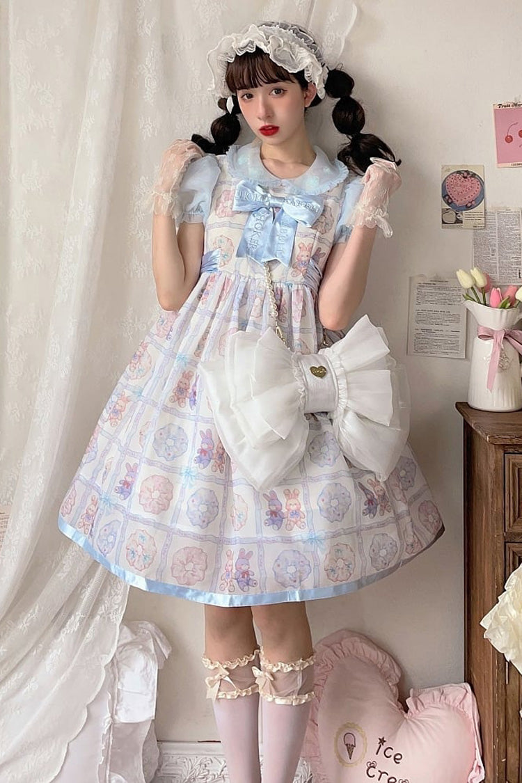Ivory Large Bow Metal Heart Nameplate Lolita Backpack