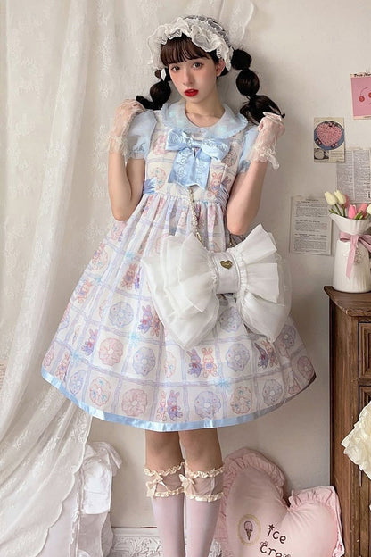 Ivory Large Bow Metal Heart Nameplate Lolita Backpack