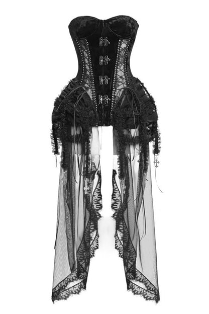 Ebony Cutout Corset Lace-Up Gothic Dress - Hell Alice
