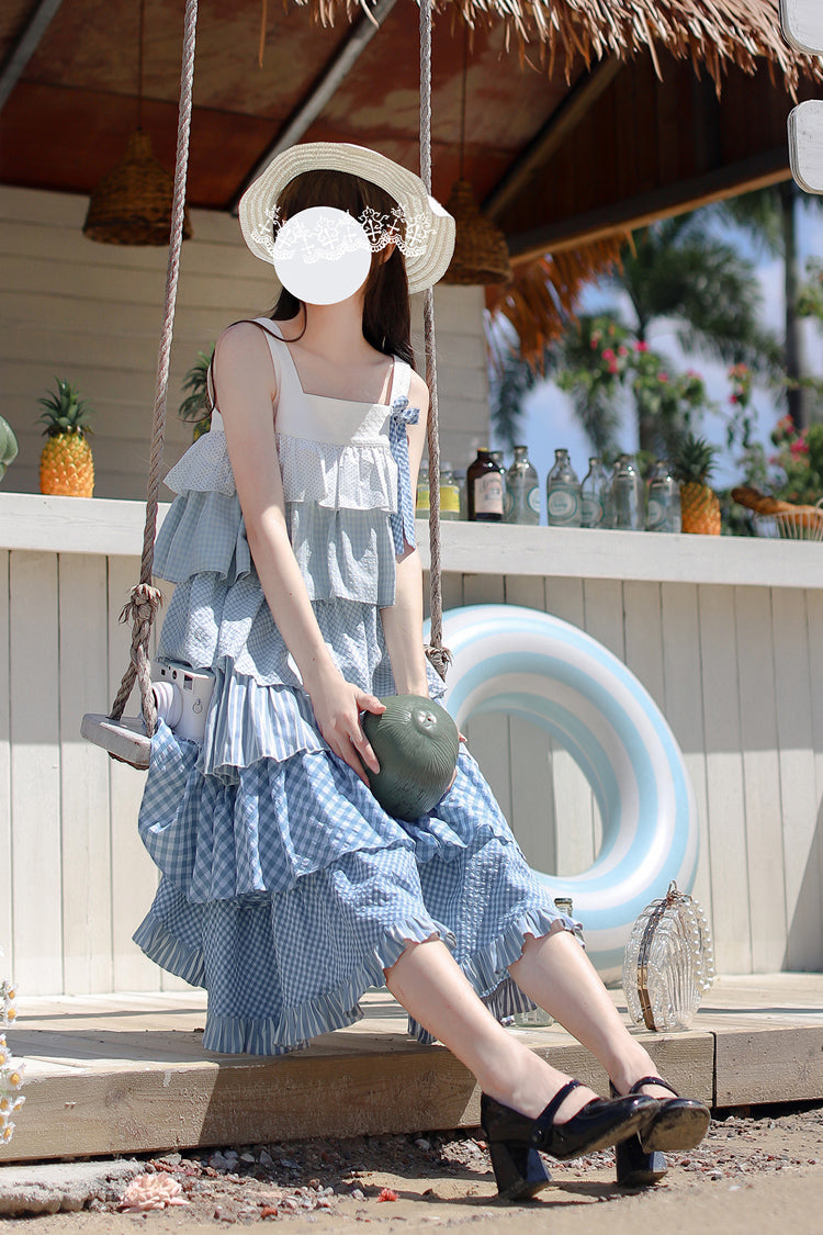 Go To The Beach Ruffle Print Holiday Sweet Lolita JSK