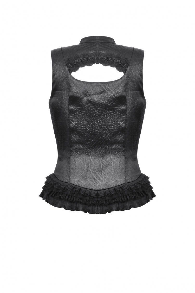 No-Sleeve Lace Trim Side Corset Top