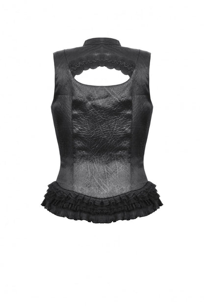 No-Sleeve Lace Trim Side Corset Top