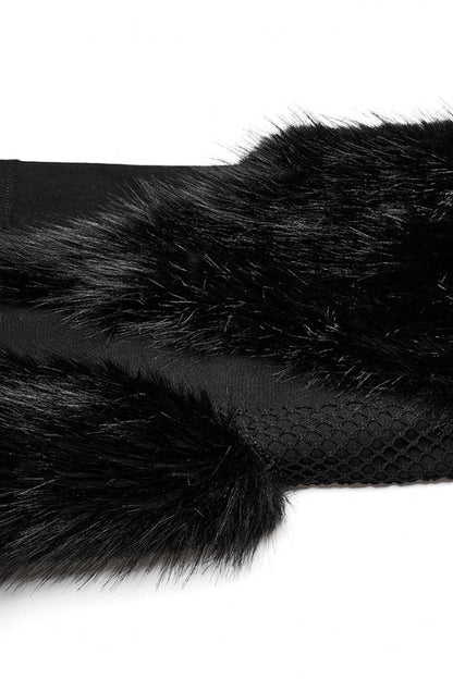 Women's Steampunk Fluffy Pants with Eyelet Stitching and Metal Mesh