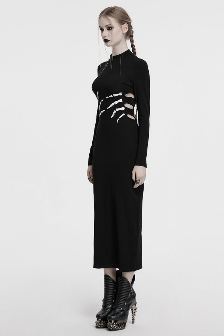Cutout Skeleton Dress for Women - Gothic Hollow Design