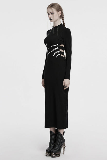 Cutout Skeleton Dress for Women - Gothic Hollow Design