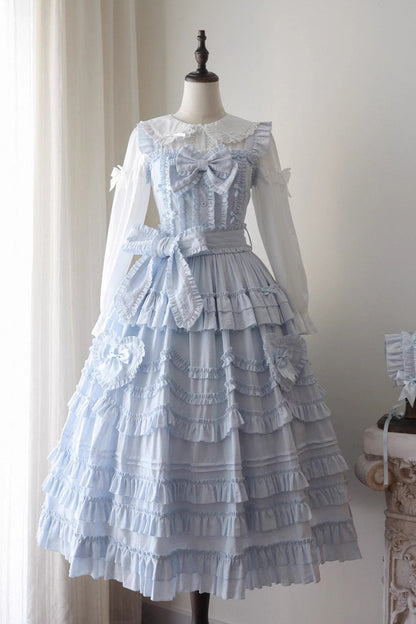 Heart In Love Ruffle Bow Sweet Lolita Jumper Dress