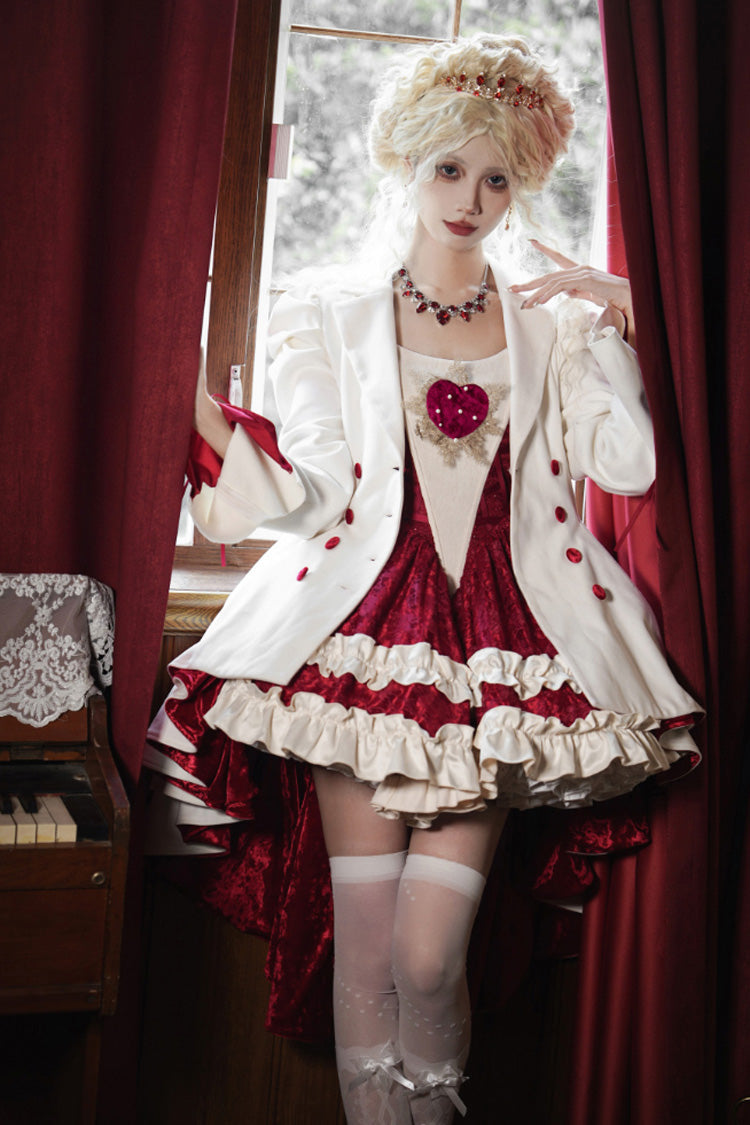 Ivory Asymmetric Double-Breasted Gothic Tailcoat