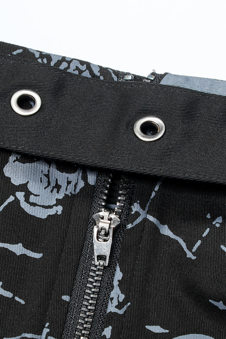 Detachable Skull Print Gothic Skirt