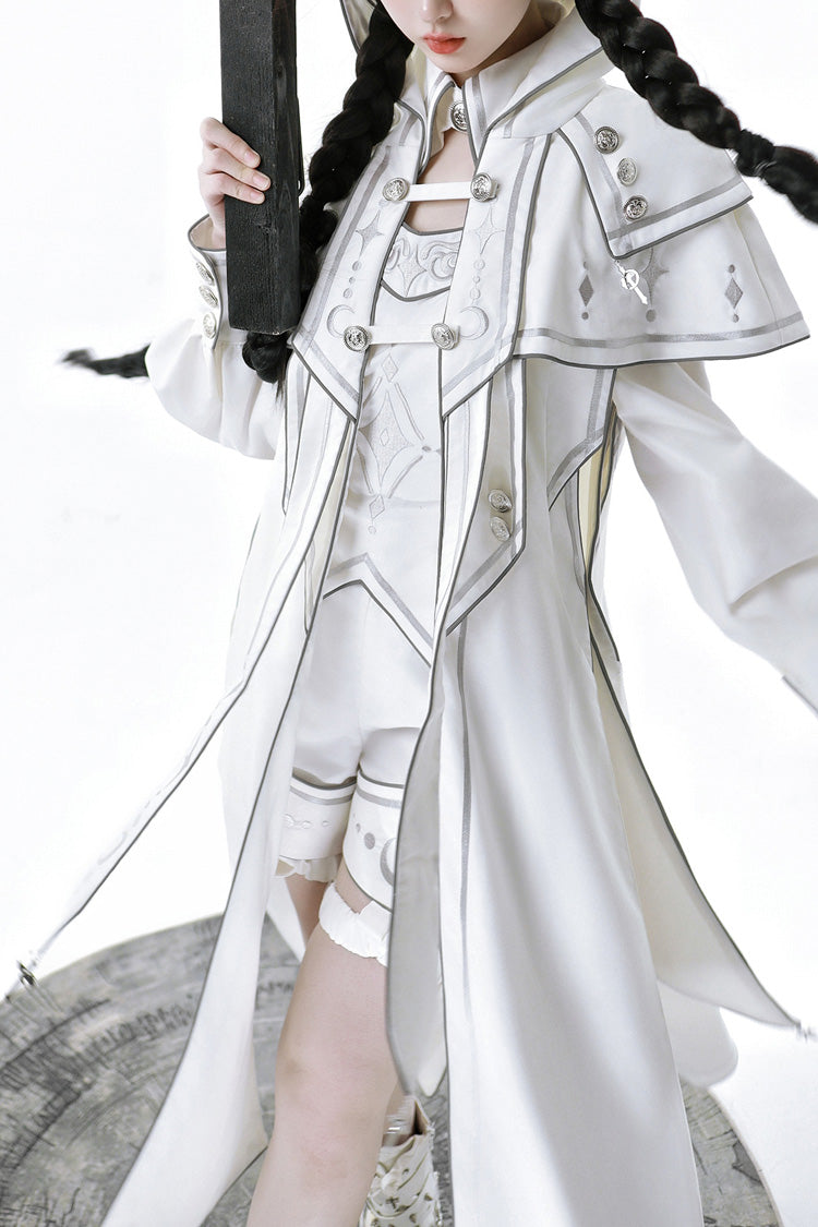 Ivory Futuristic Mechanical Print Ouji Lolita Shorts