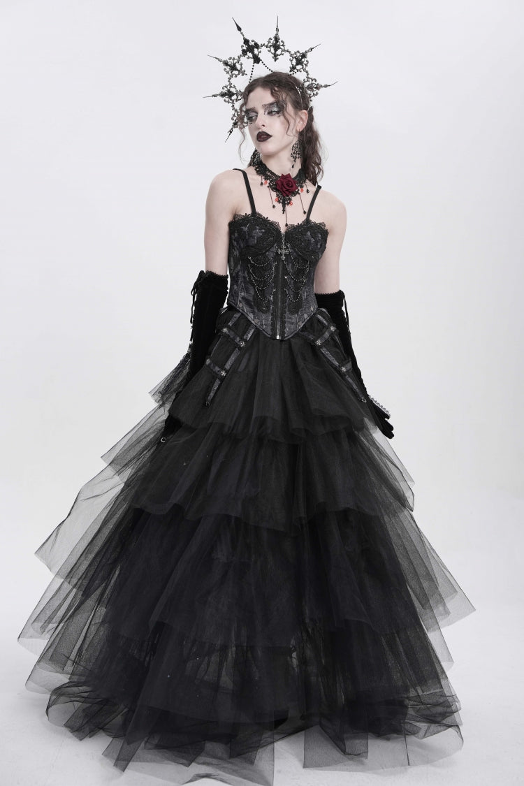 No-Sleeve Embroidery Chain Gothic Waistcoat