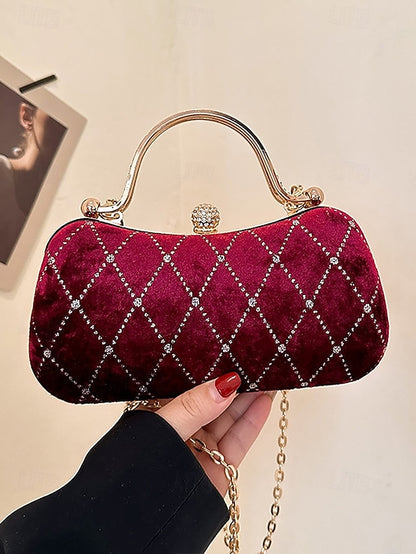 - Women's with Accents Quilted Velvet Diamond Purse Evening
