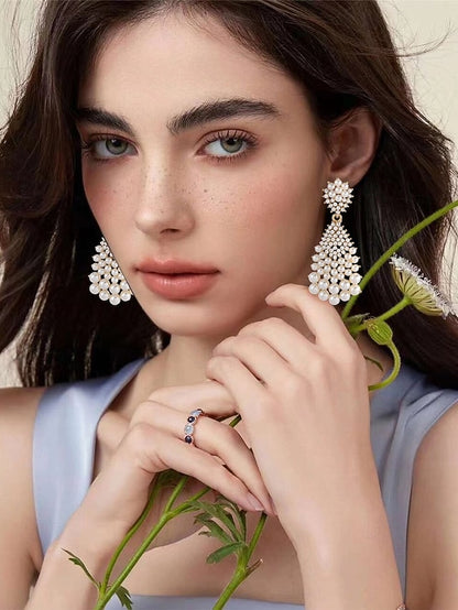 and Earrings Drop Elegant Pearl – Vintage Rhinestone Faux