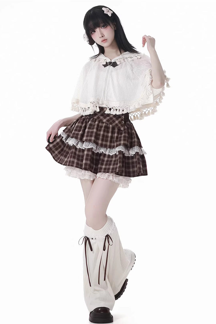 Warm Summer Days Double-Layered Printed Lolita Skirt with Lace - Ruffled
